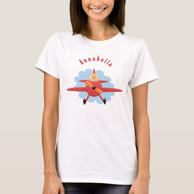 Camiseta Ilustracion de personalizado de avión rojo que vue (Anverso)