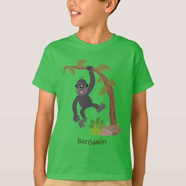 Camiseta Ilustracion de personalizado de bebé gorila feliz (Anverso)