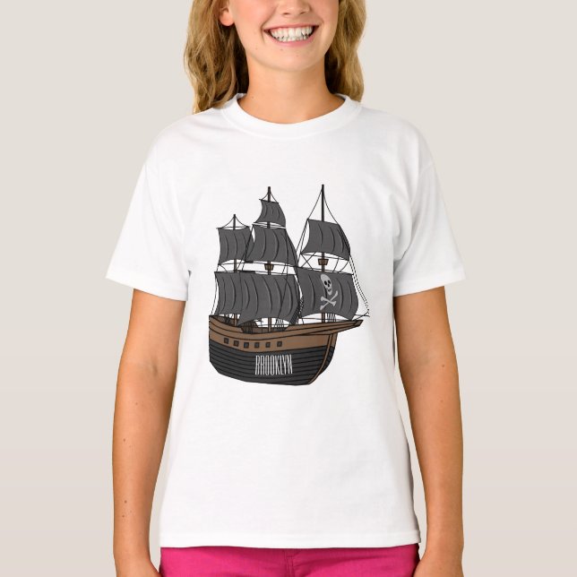 Camiseta Ilustracion de personalizado de buques piratas (Anverso)