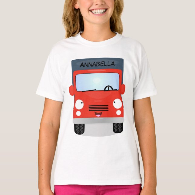 Camiseta Ilustracion de personalizado de camión de kawaii r (Anverso)