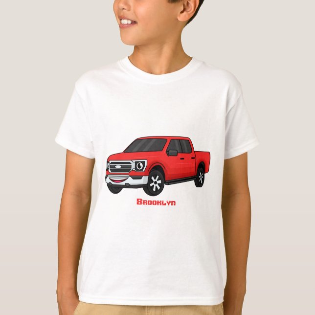 Camiseta Ilustracion de personalizado de camioneta roja (Anverso)