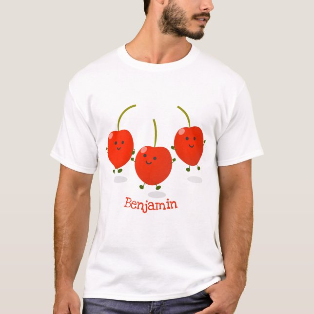 Camiseta Ilustracion de personalizado de cerezas rojas de s (Anverso)
