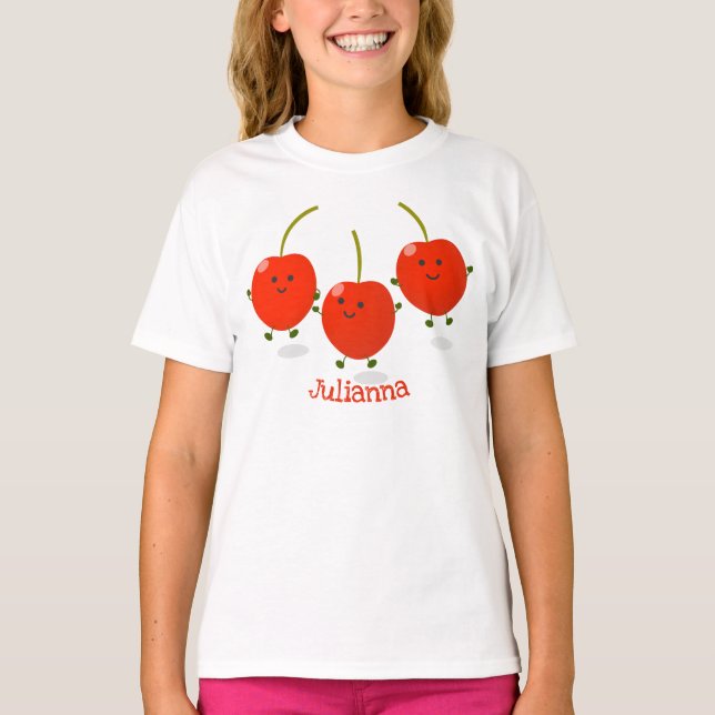 Camiseta Ilustracion de personalizado de cerezas rojas de s (Anverso)