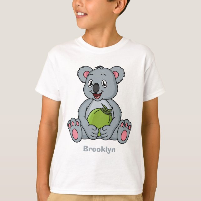 Camiseta Ilustracion de personalizado de coco y koala cuta (Anverso)