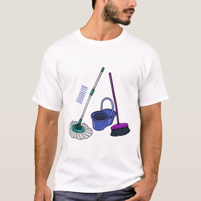 Camiseta Ilustracion de personalizado de escobas y mopas (Anverso)