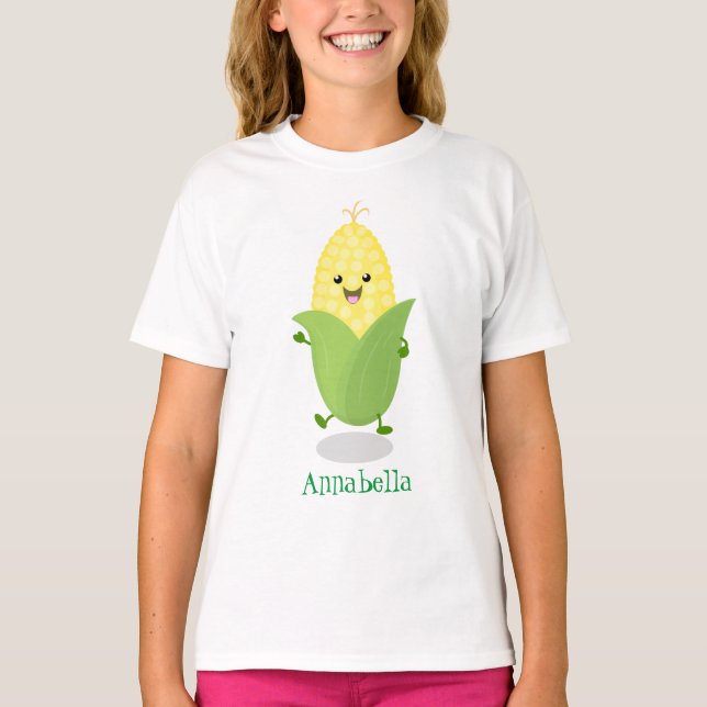 Camiseta Ilustracion de personalizado de maíz feliz (Anverso)