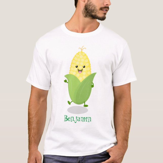 Camiseta Ilustracion de personalizado de maíz feliz (Anverso)