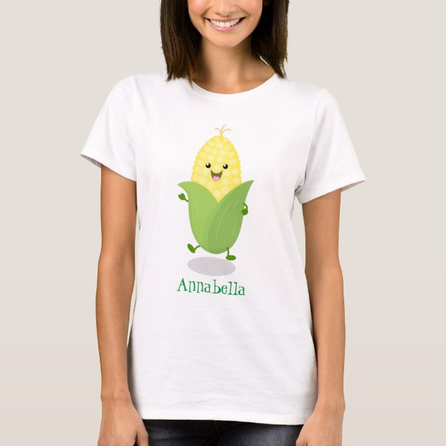 Camiseta Ilustracion de personalizado de maíz feliz (Anverso)