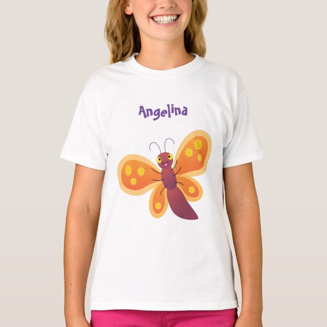 Camiseta Ilustracion de personalizado de mariposa naranja f (Anverso)