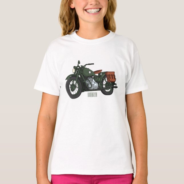Camiseta Ilustracion de personalizado de motocicleta de cru (Anverso)