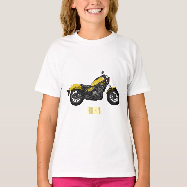 Camiseta Ilustracion de personalizado de motocicleta de cru (Anverso)