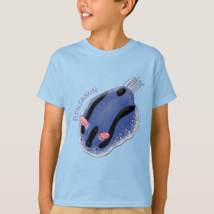Camiseta Ilustracion de personalizado de nudibranquias azul