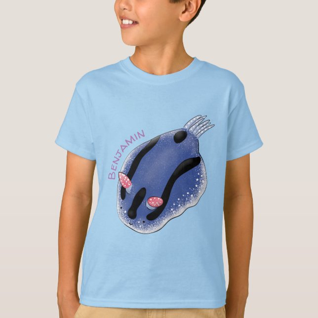 Camiseta Ilustracion de personalizado de nudibranquias azul (Anverso)