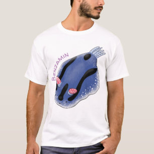Camiseta Ilustracion de personalizado de nudibranquias azul