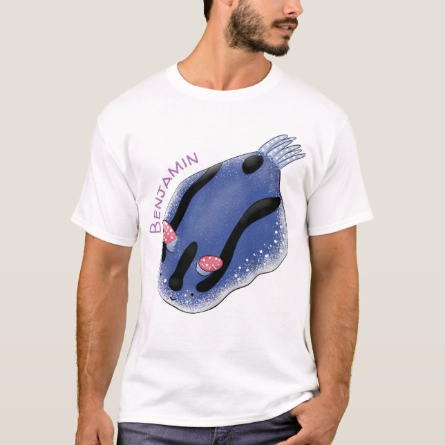 Camiseta Ilustracion de personalizado de nudibranquias azul (Anverso)