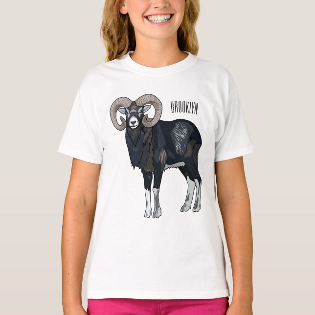 Camiseta Ilustracion de personalizado de ovino Mouflon (Anverso)