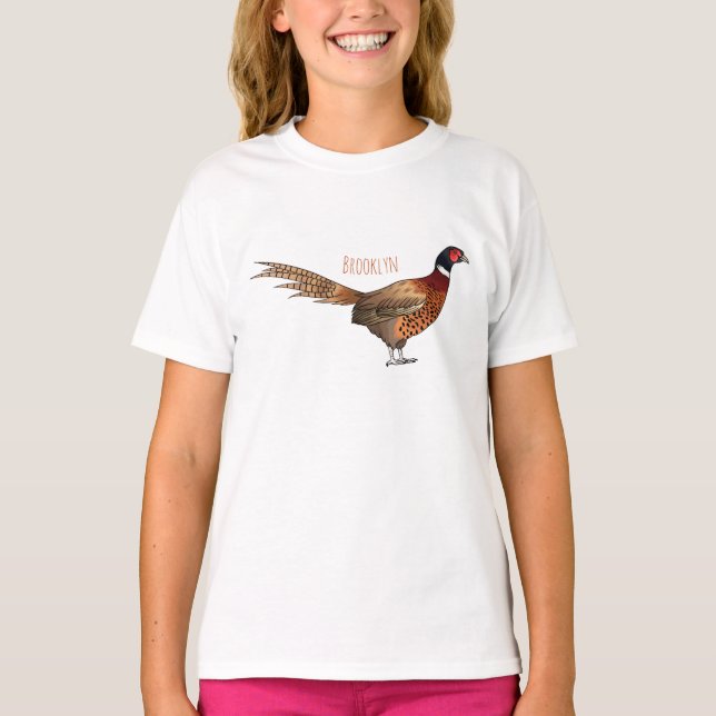 Camiseta Ilustracion de personalizado de pájaro de cuello a (Anverso)