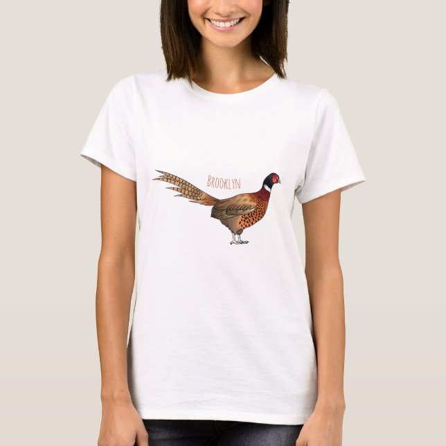 Camiseta Ilustracion de personalizado de pájaro de cuello a (Anverso)