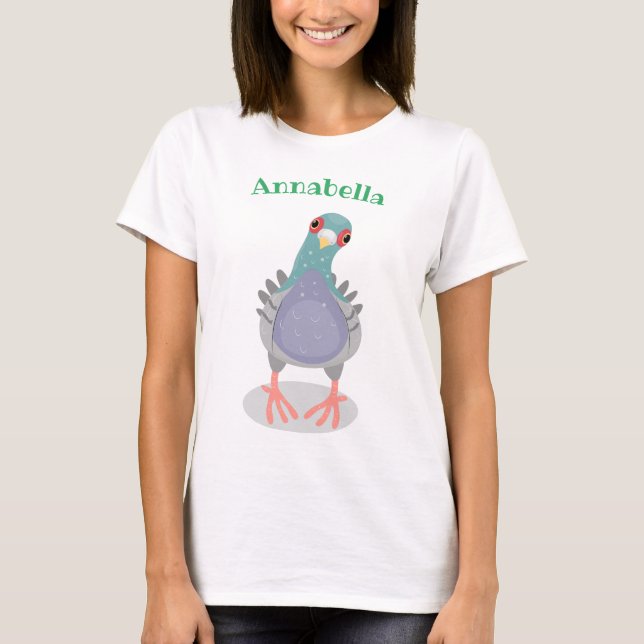 Camiseta Ilustracion de personalizado de paloma curioso (Anverso)