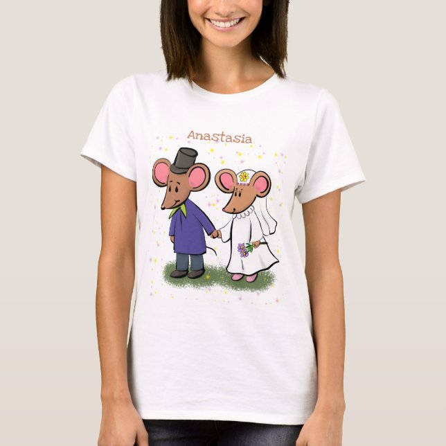 Camiseta Ilustracion de personalizado de pareja de ratones (Anverso)