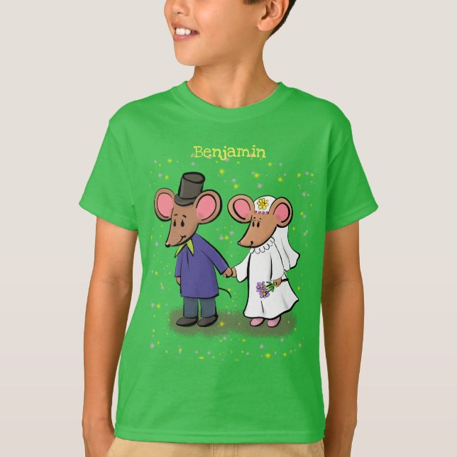 Camiseta Ilustracion de personalizado de pareja de ratones (Anverso)