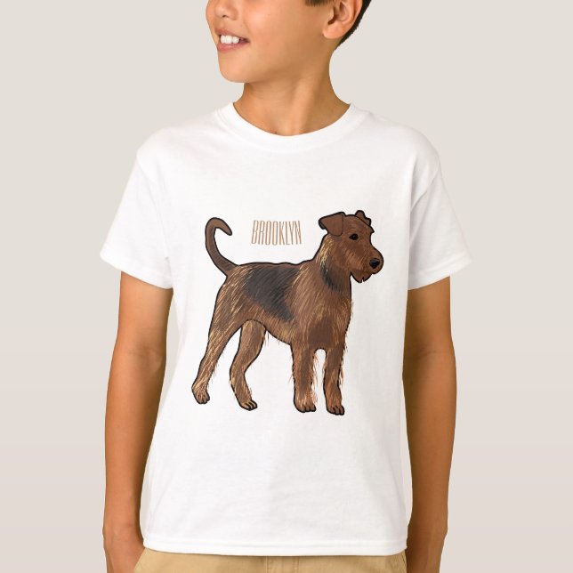 Camiseta Ilustracion de personalizado de perro Airedale ter (Anverso)