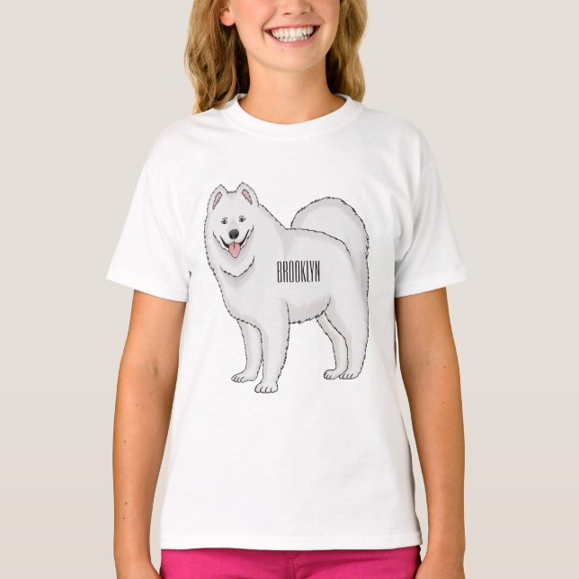 Camiseta Ilustracion de personalizado de perro de Samoyed (Anverso)