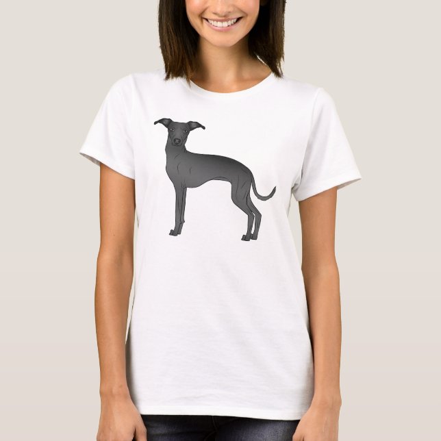 Camiseta Ilustracion de Personalizado de perro negro italia (Anverso)