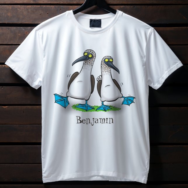 Camiseta Ilustracion de personalizado de pezuñas azules div (Just dance with these happy seabirds!)
