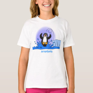 Camiseta Ilustracion de personalizado de pingüino puenteado
