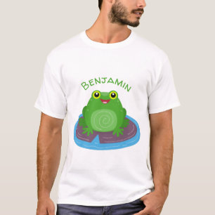 Camiseta Ilustracion de personalizado de rana verde alegre