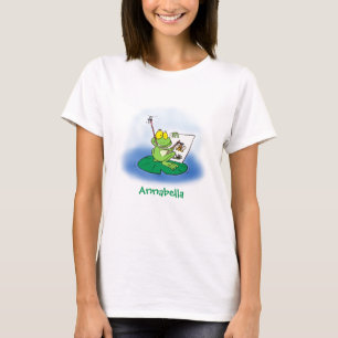 Camiseta Ilustracion de personalizado de rana verde lindo