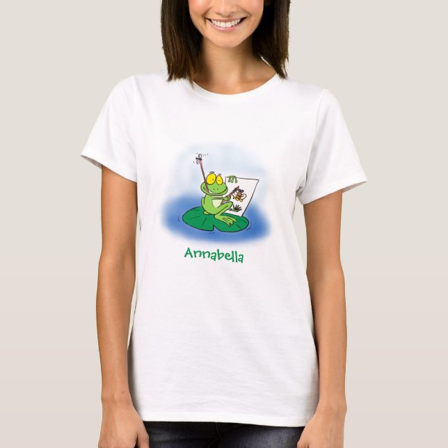 Camiseta Ilustracion de personalizado de rana verde lindo (Anverso)