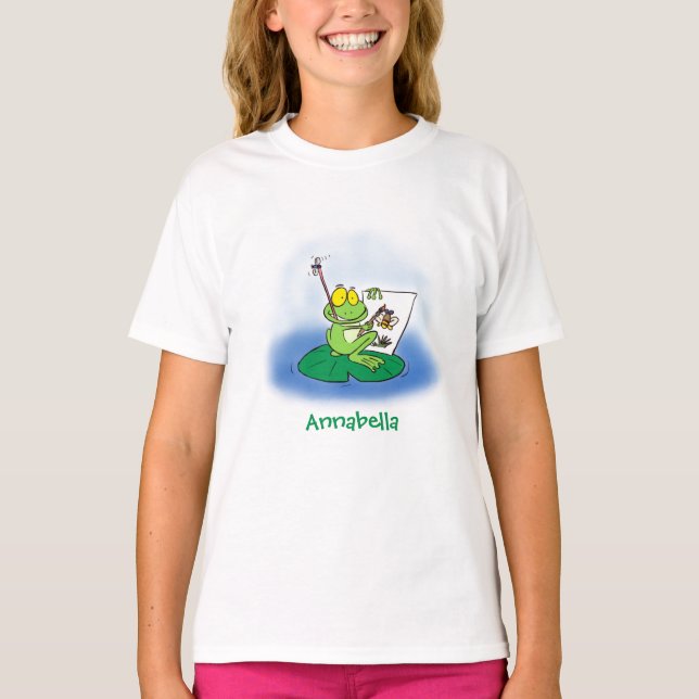 Camiseta Ilustracion de personalizado de rana verde lindo (Anverso)