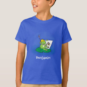 Camiseta Ilustracion de personalizado de rana verde lindo