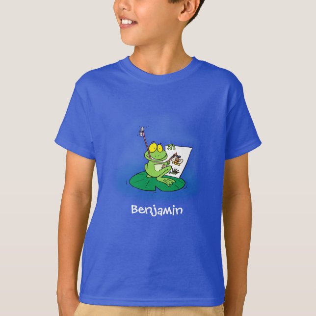 Camiseta Ilustracion de personalizado de rana verde lindo (Anverso)