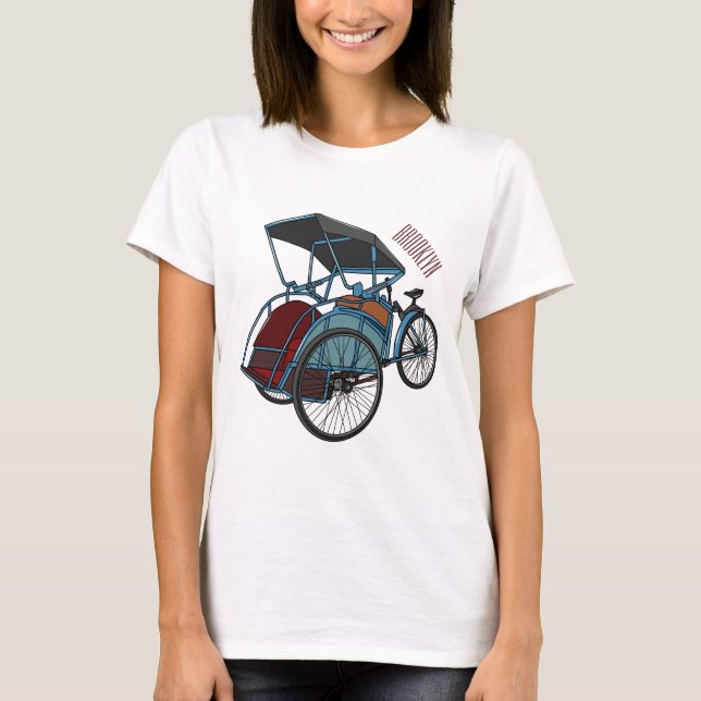 Camiseta Ilustracion de personalizado de rickshaw en bicicl (Anverso)