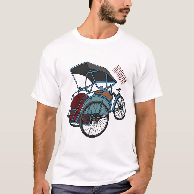 Camiseta Ilustracion de personalizado de rickshaw en bicicl (Anverso)