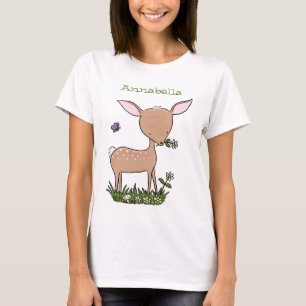 Camiseta Ilustracion de personalizado de venado lindo y fel