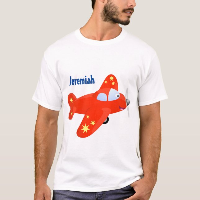Camiseta Ilustracion de personalizado de vuelo de avión roj (Anverso)