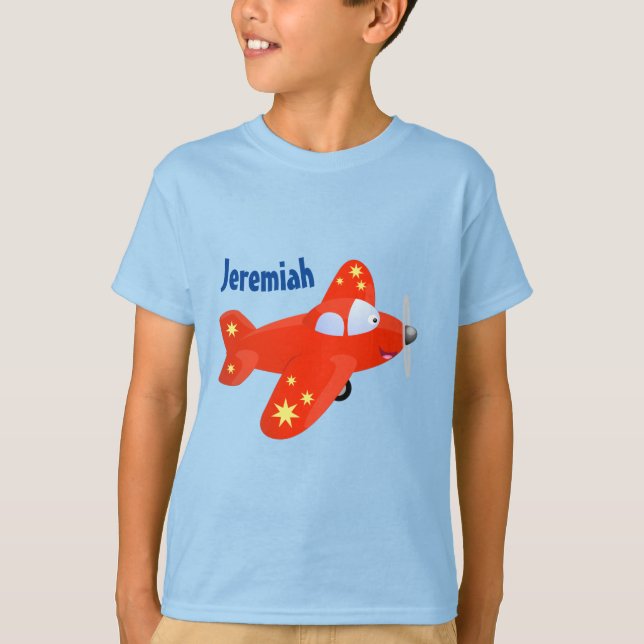 Camiseta Ilustracion de personalizado de vuelo de avión roj (Anverso)