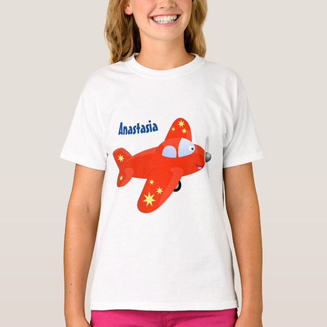Camiseta Ilustracion de personalizado de vuelo de avión roj (Anverso)