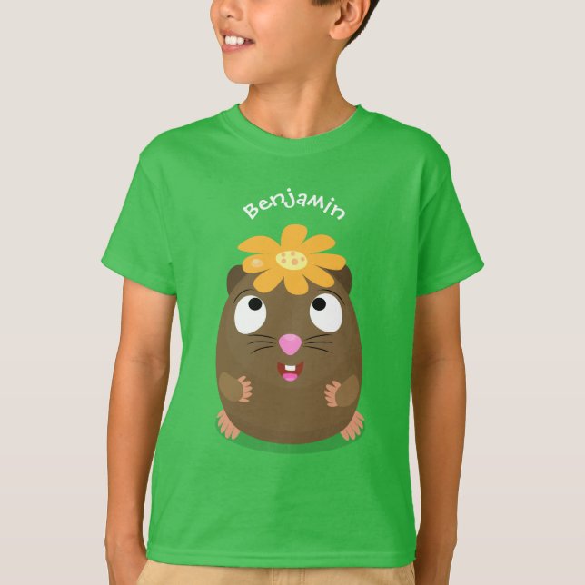 Camiseta Ilustracion de personalizado feliz de conejillo de (Anverso)
