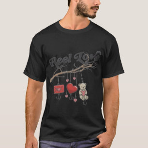 Camiseta Ilustración de pesca de amor de carrete — Estilo v
