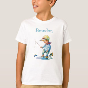 Camiseta Ilustracion de pesca de niños pequeños personaliza