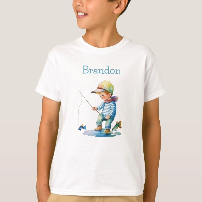 Camiseta Ilustracion de pesca de niños pequeños personaliza (Anverso)