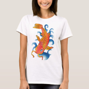Camiseta Ilustracion De Pescado De Natación Koi