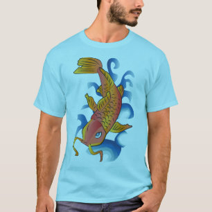 Camiseta Ilustracion De Pescado De Natación Koi