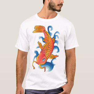 Camiseta Ilustracion De Pescado De Natación Koi