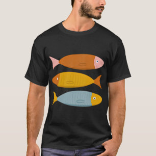 Camiseta Ilustración de pescado sardinas en pasteles retro
